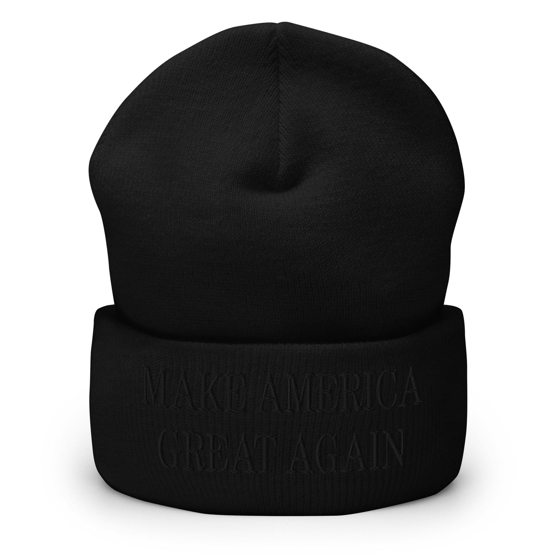 Blacked Out Make America Great Again MAGA Knit Cuffed Beanie