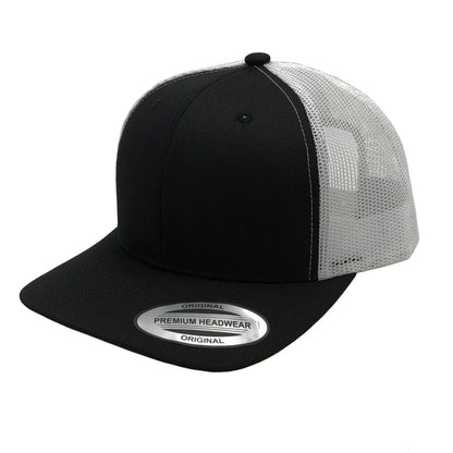 GNV-6606T - Premium Trucker Mesh Cap - Black White / ONE SIZE - CAPS