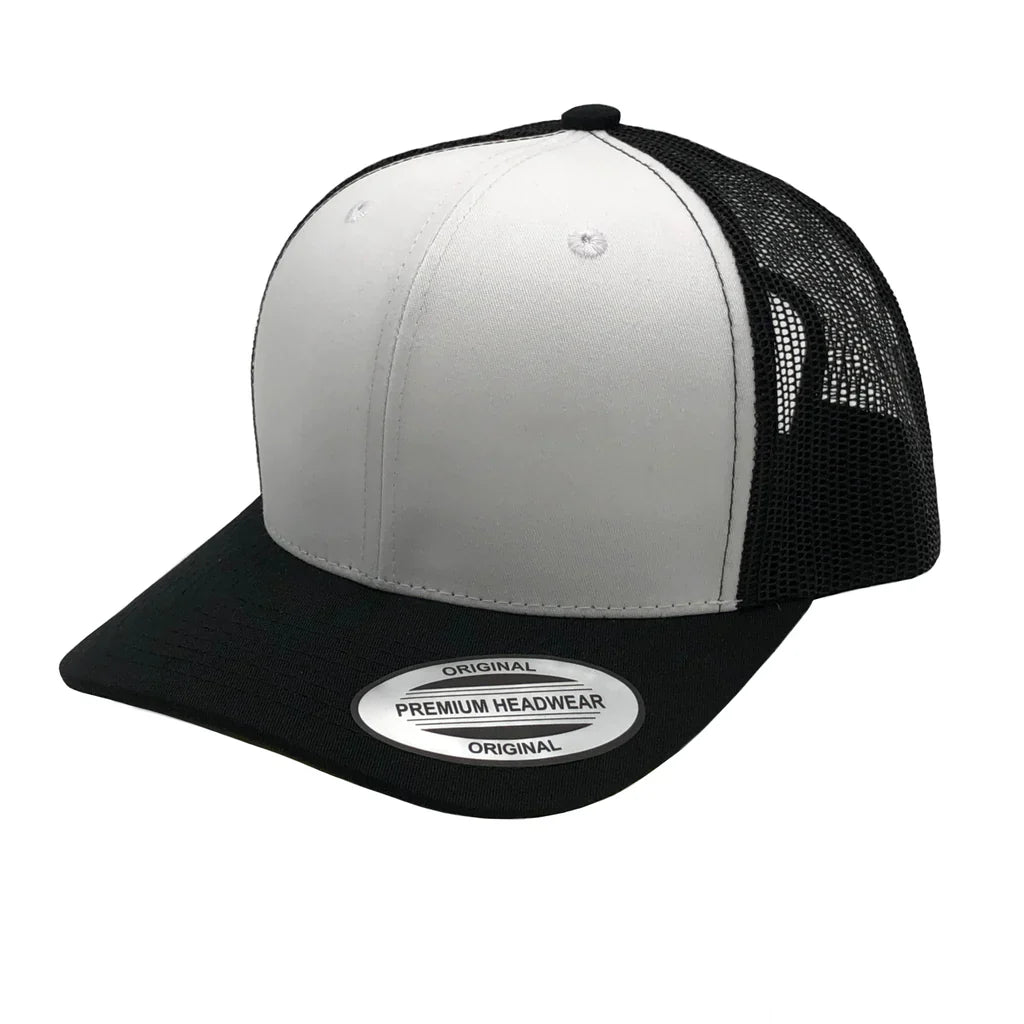 GNV-6606T - Premium Trucker Mesh Cap - Black White / ONE SIZE - CAPS