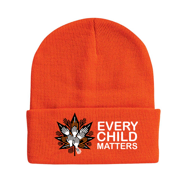 Blaze Orange Toque – ‘Every Child Matters’ Hands Maple Leaf Design - Adults / One size - Headwear