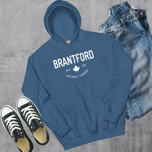 Brantford Since 1877 Hoodie - Indigo Blue / S