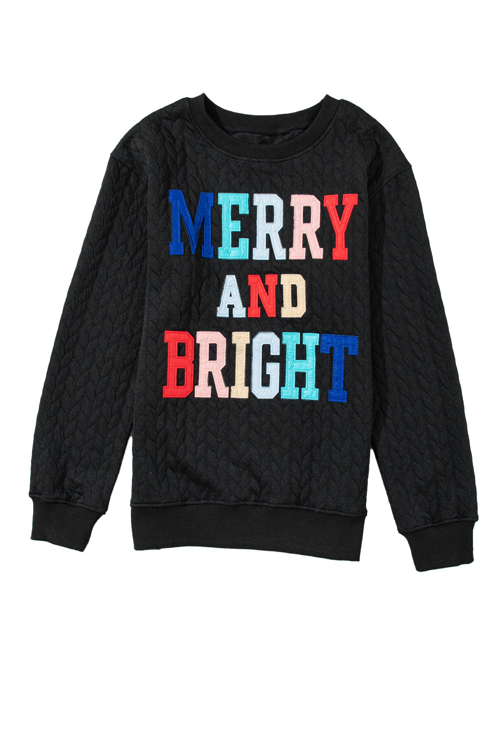 Blackish Green Merry And Bright Quilted Sweatshirt