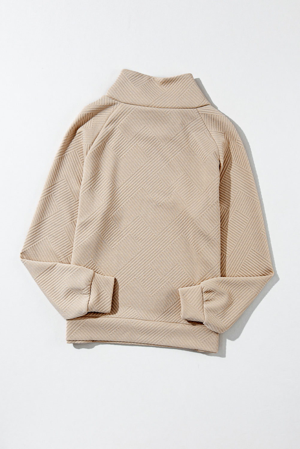 Apricot Solid Color Button Detail Textured Sweatshirt