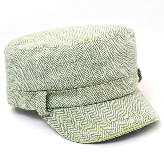 Cadet Cap - Herringbone Belt Loops Green & Sky Blue - OSFA