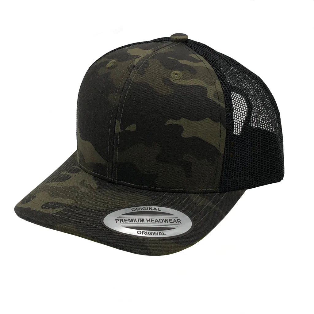 GNV-6606T - Premium Trucker Mesh Cap - Camo Grey Black / ONE SIZE - CAPS