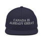 Canada is Already Great Embroidered Flat Bill Brim Snapback Hat - Navy