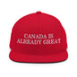 Canada is Already Great Embroidered Flat Bill Brim Snapback Hat - Red