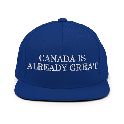 Canada is Already Great Embroidered Flat Bill Brim Snapback Hat - Royal Blue