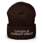 Canada is Already Great Embroidered Knit Cuffed Beanie - Brown - Headwear