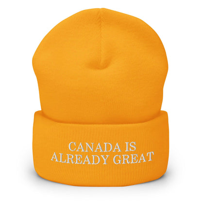 Canada is Already Great Embroidered Knit Cuffed Beanie - Gold - Headwear