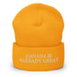 Canada is Already Great Embroidered Knit Cuffed Beanie - Gold - Headwear