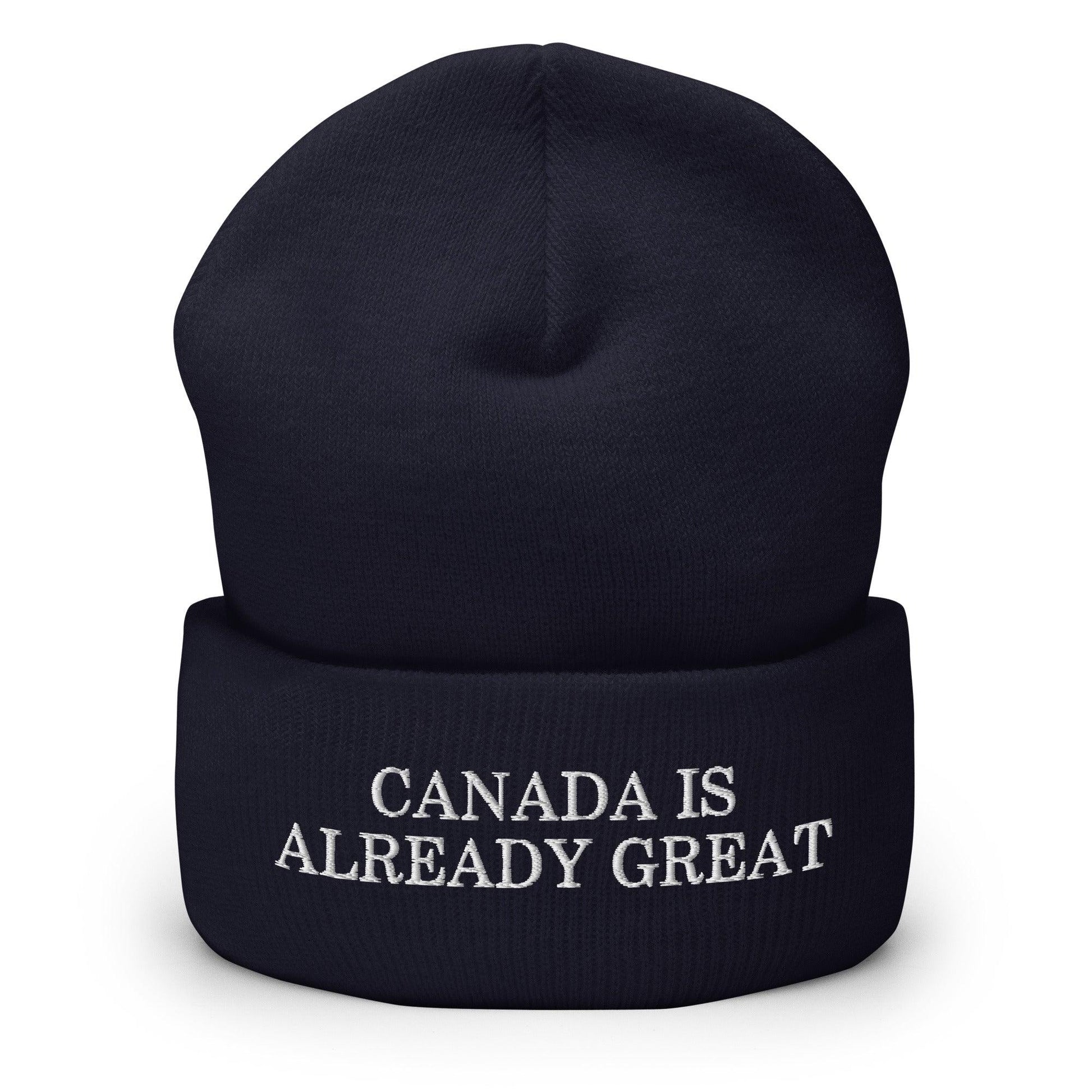 Canada is Already Great Embroidered Knit Cuffed Beanie - Navy - Headwear