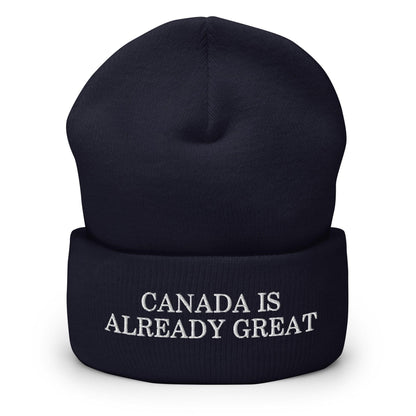 Canada is Already Great Embroidered Knit Cuffed Beanie - Navy - Headwear
