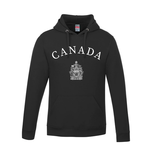 Canada featuring Coat of Arms Pullover Hoodie - Black / XS / Adults - Sweatshirts & Hoodies