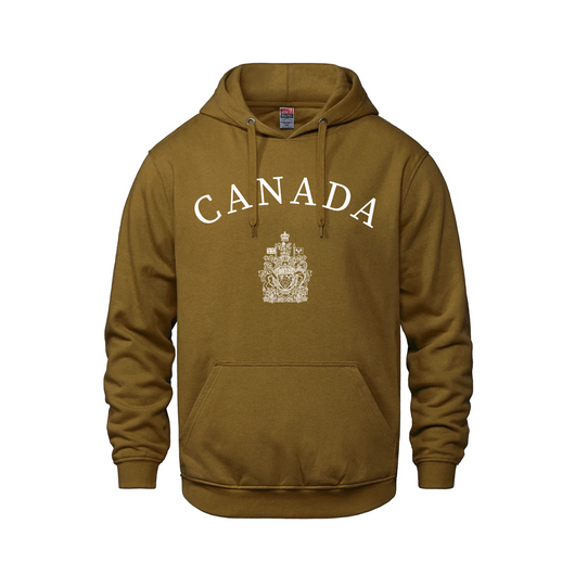 Canada featuring Coat of Arms Pullover Hoodie - Golden Brown / XS / Adults - Sweatshirts & Hoodies