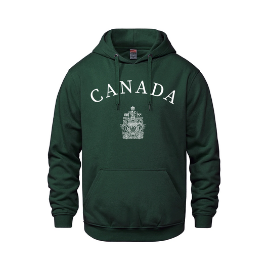 Canada featuring Coat of Arms Pullover Hoodie - Green / XS / Adults - Sweatshirts & Hoodies
