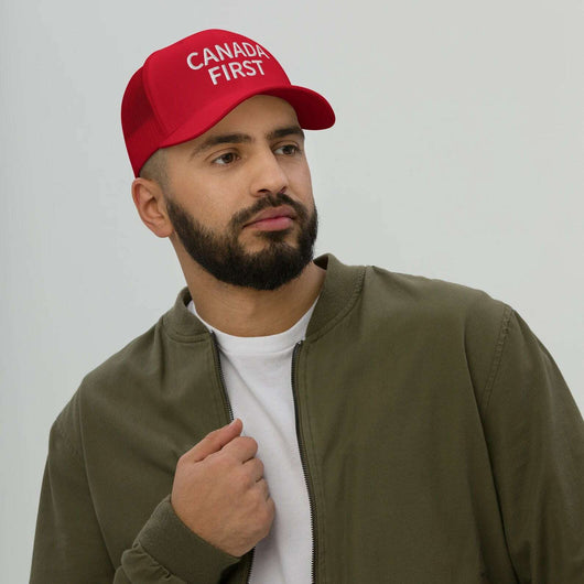 Canada First Five-Panel Retro Trucker Cap - Premium Embroidered Design - Hats