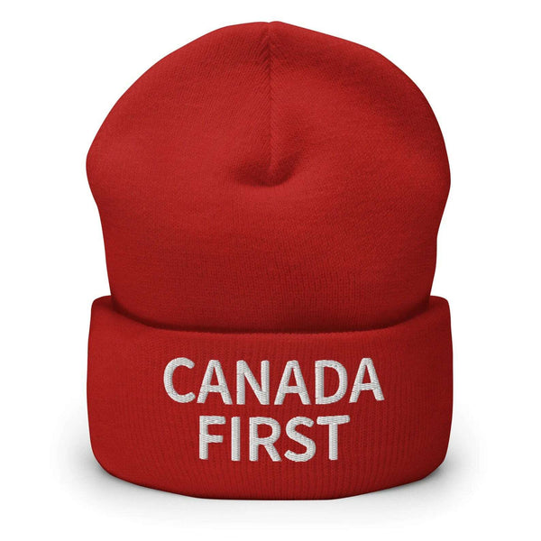 Canada First Roll Cuff Beanie - Premium Acrylic with Embroidered Design - Single Unit - BEANIES