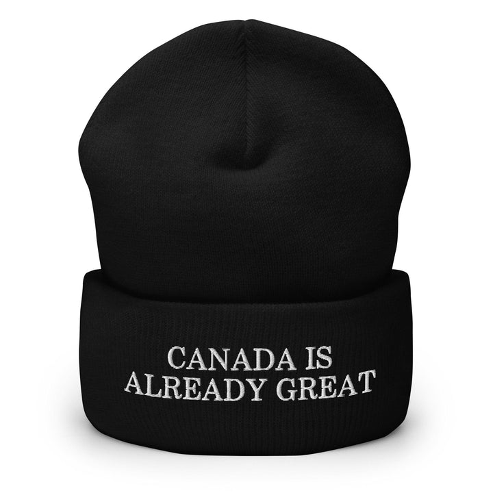 Canada is Already Great Embroidered Knit Cuffed Beanie - Black - Headwear