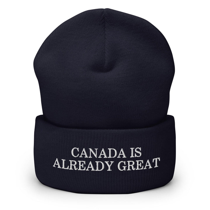Canada is Already Great Embroidered Knit Cuffed Beanie - Navy - Headwear