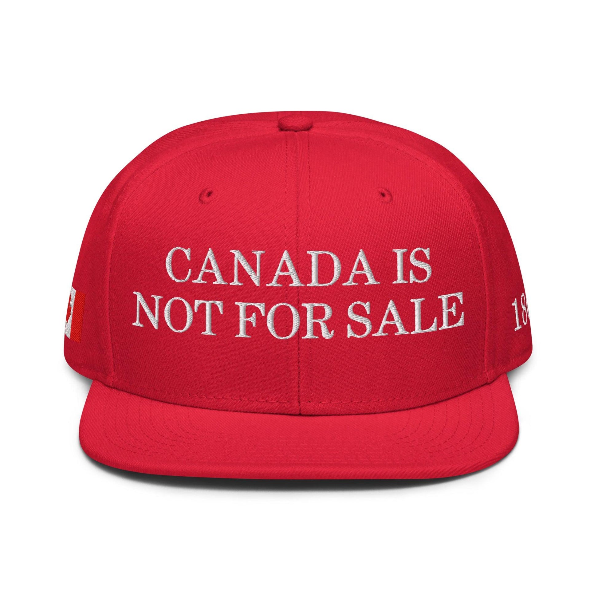 Canada is not for Sale 1867 Flag Embroidered Flat Brim Bill Snapback Hat - Headwear