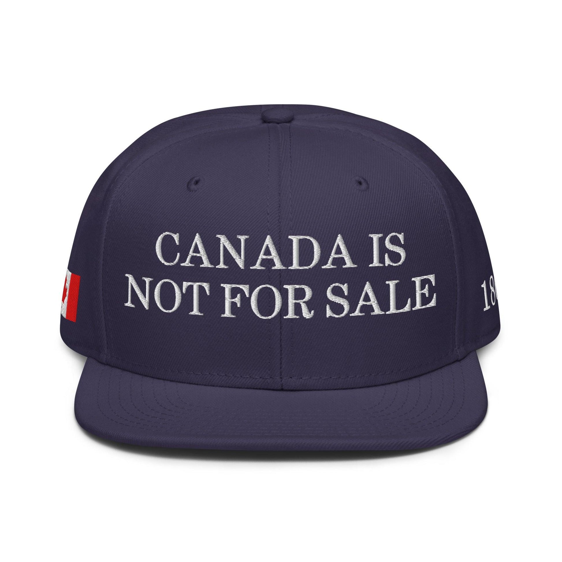 Canada is not for Sale 1867 Flag Embroidered Flat Brim Bill Snapback Hat - Headwear