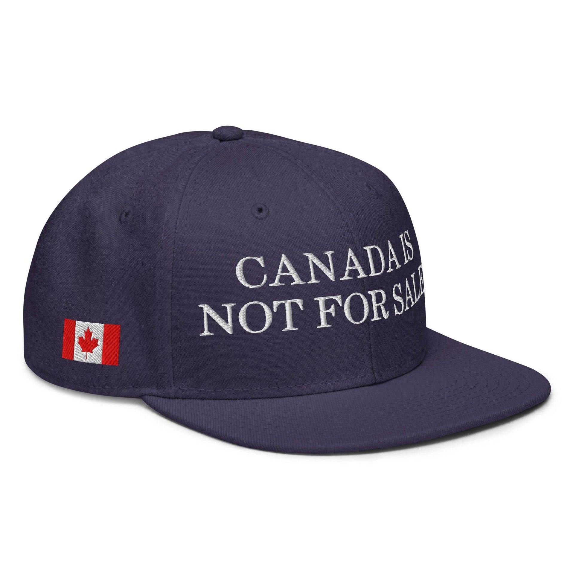 Canada is not for Sale 1867 Flag Embroidered Flat Brim Bill Snapback Hat - Navy blue - Headwear
