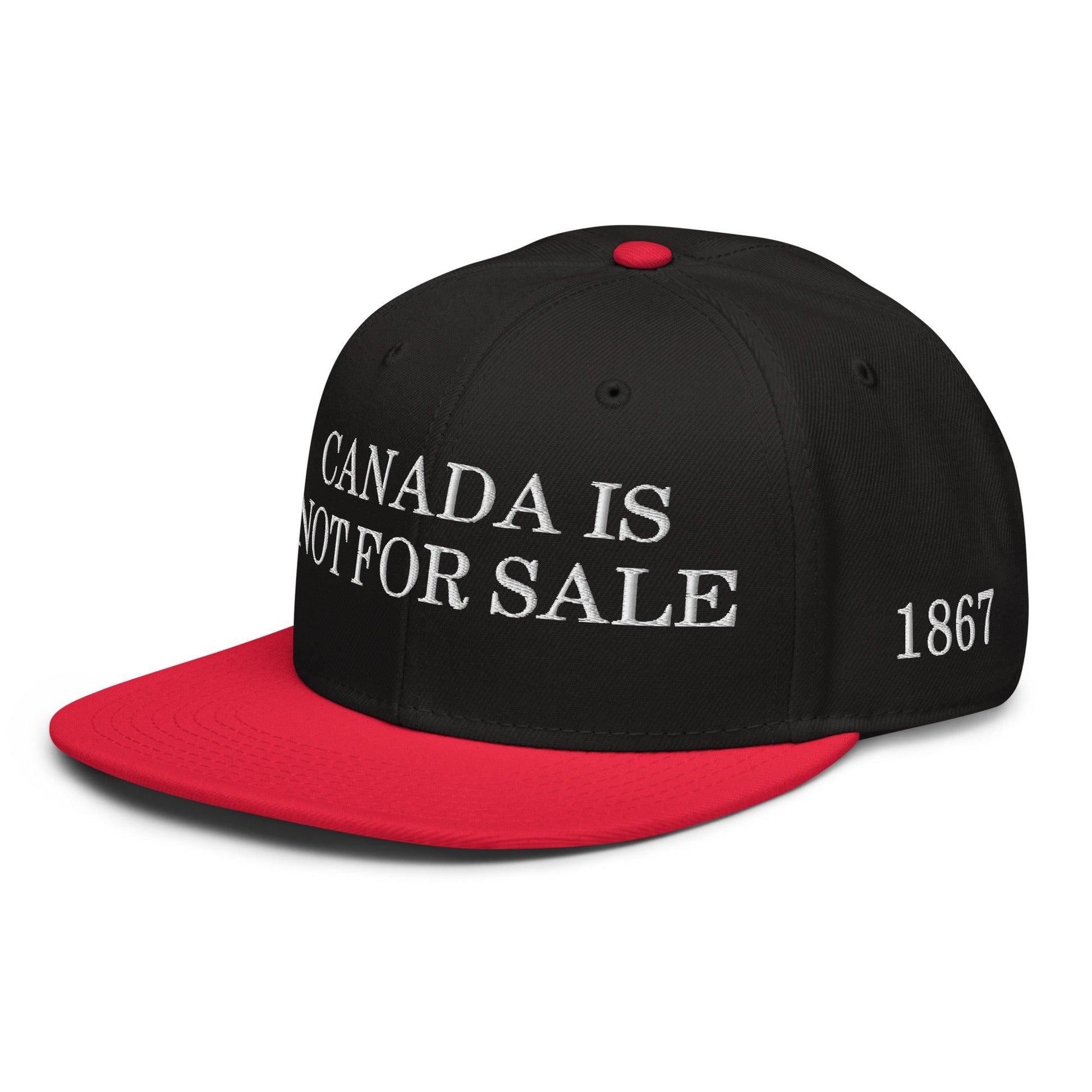 Canada is not for Sale 1867 Flag Embroidered Flat Brim Bill Snapback Hat - Headwear