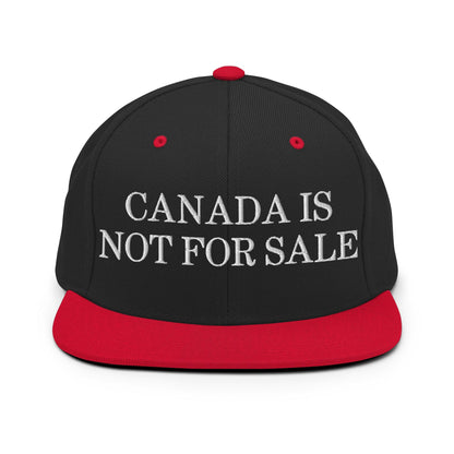 Canada is not for Sale Embroidered Flat Bill Brim Snapback Hat - Black/ Red - Headwear