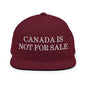 Canada is not for Sale Embroidered Flat Bill Brim Snapback Hat - Maroon - Headwear