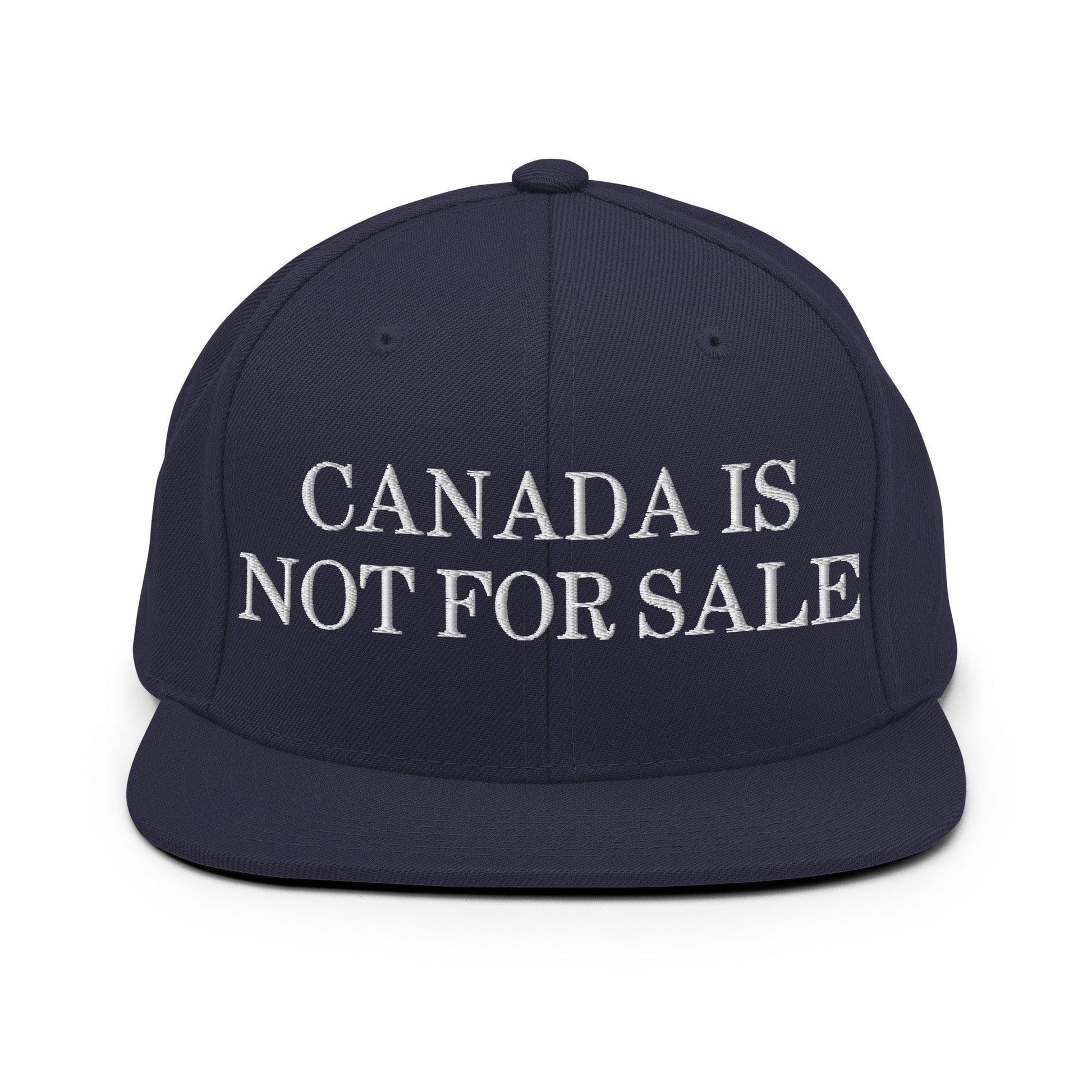 Canada is not for Sale Embroidered Flat Bill Brim Snapback Hat - Navy - Headwear