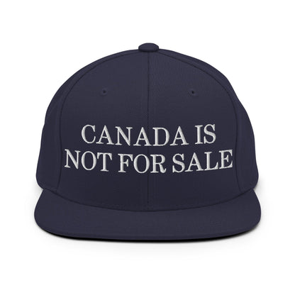 Canada is not for Sale Embroidered Flat Bill Brim Snapback Hat - Navy - Headwear