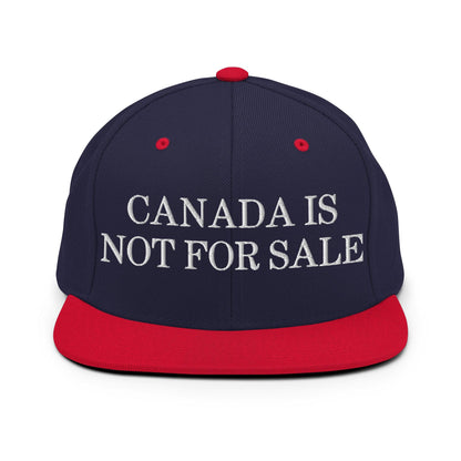 Canada is not for Sale Embroidered Flat Bill Brim Snapback Hat - Navy/ Red - Headwear
