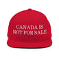 Canada is not for Sale Embroidered Flat Bill Brim Snapback Hat - Red - Headwear