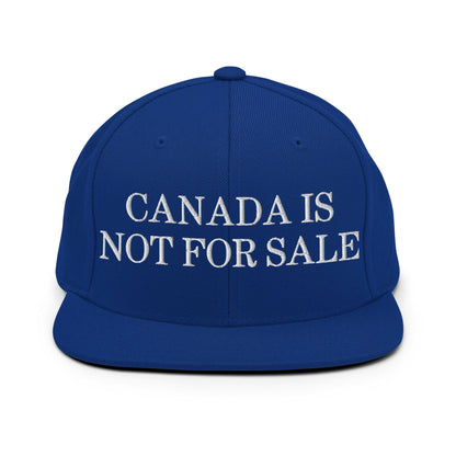 Canada is not for Sale Embroidered Flat Bill Brim Snapback Hat - Royal Blue - Headwear
