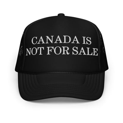 Black embroidered foam trucker hat from Canada is not for Sale custom apparel sale hat