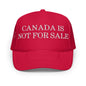 Red embroidered foam trucker hat with text, ideal for custom apparel or sale hat