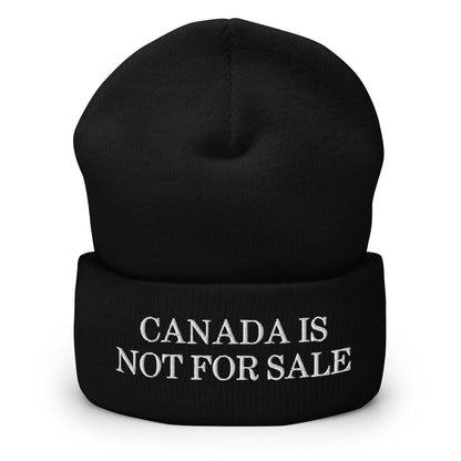Canada is not for Sale Embroidered Knit Cuffed Beanie - Black - Headwear - Winter