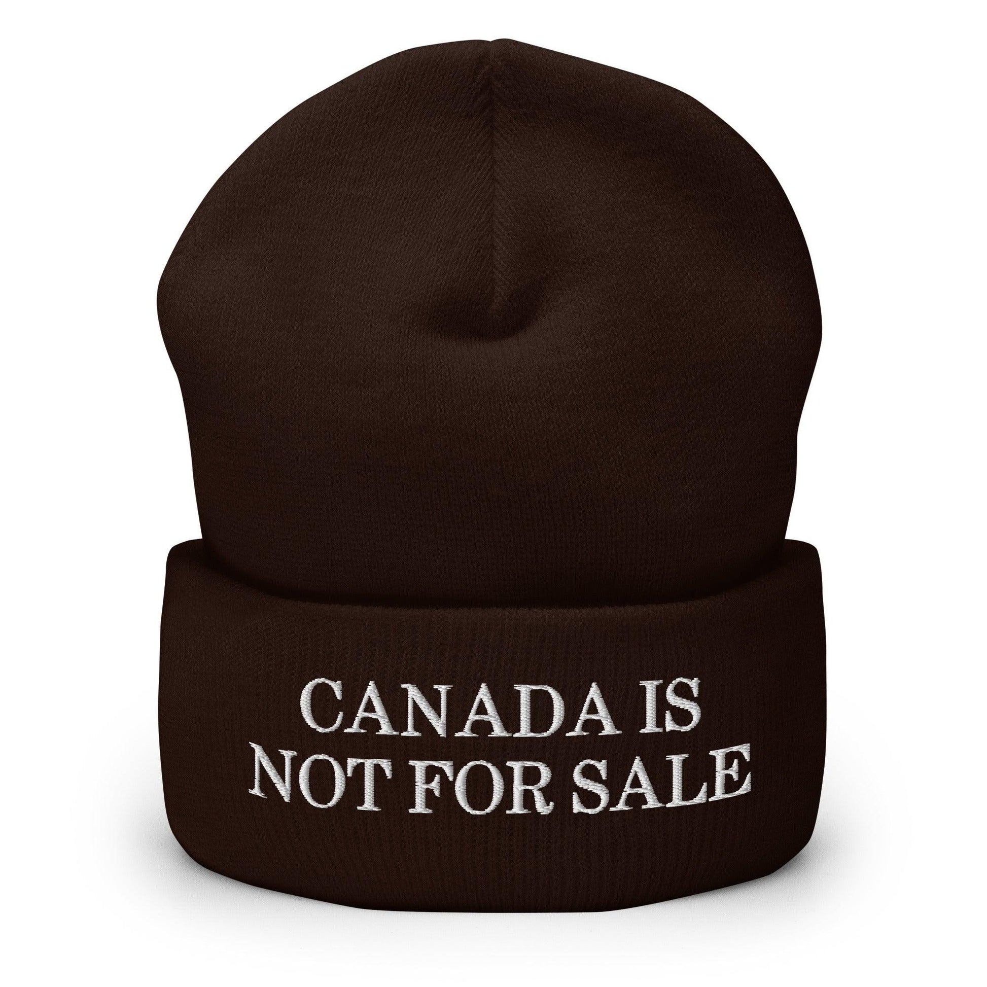 Canada is not for Sale Embroidered Knit Cuffed Beanie - Brown - Headwear - Winter
