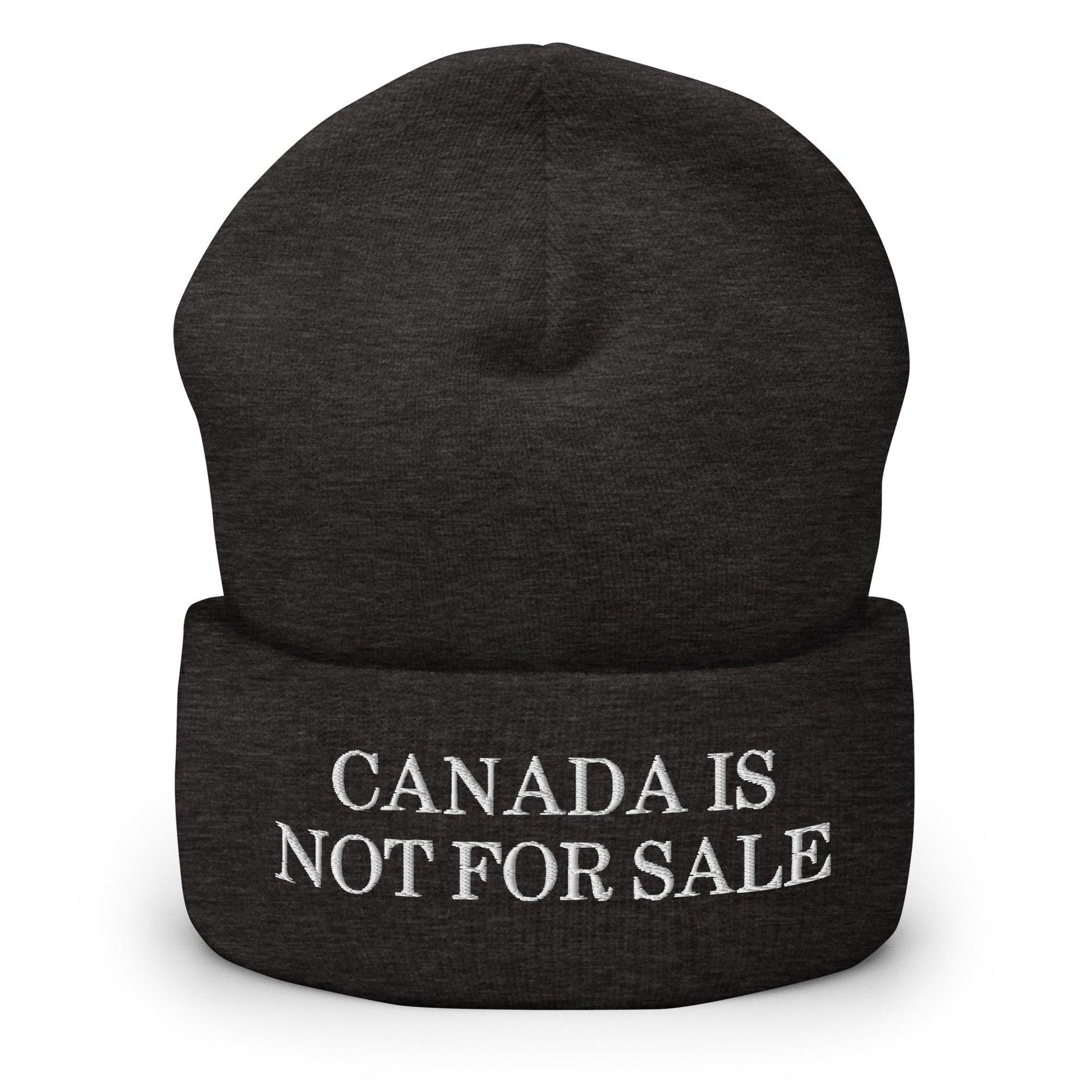 Canada is not for Sale Embroidered Knit Cuffed Beanie - Dark Grey - Headwear - Winter