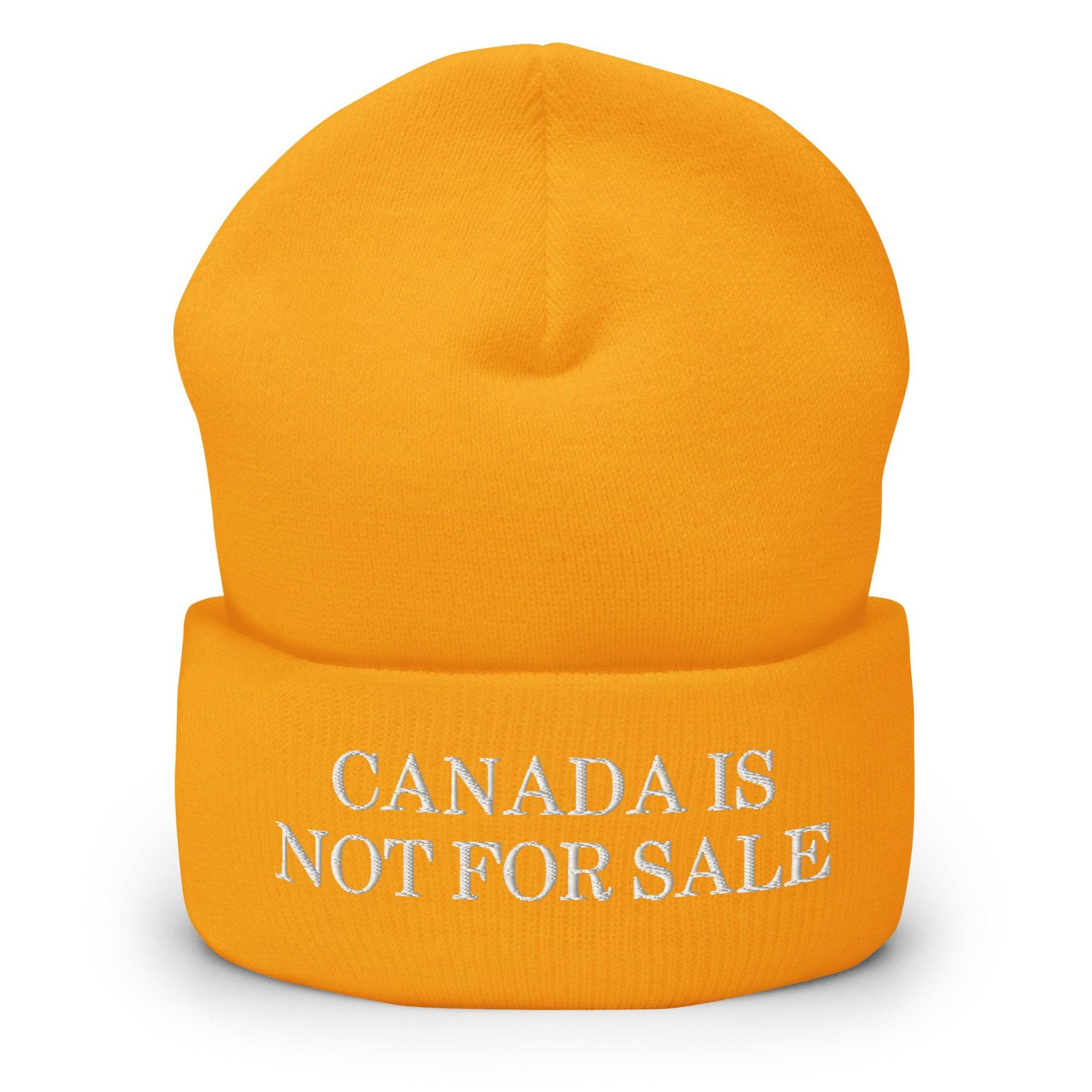 Canada is not for Sale Embroidered Knit Cuffed Beanie - Gold - Headwear - Winter