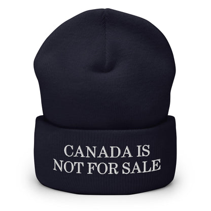 Canada is not for Sale Embroidered Knit Cuffed Beanie - Navy - Headwear - Winter