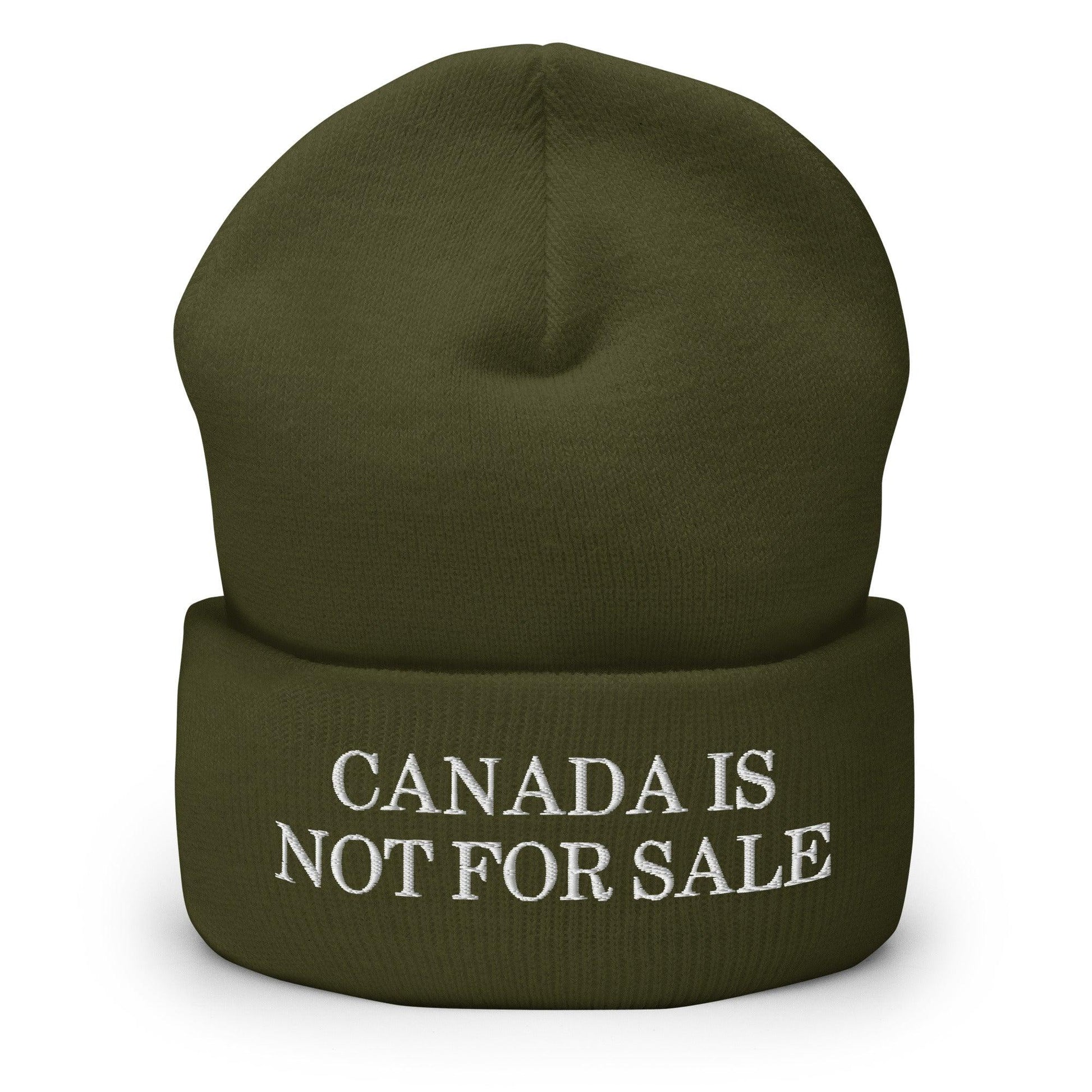 Canada is not for Sale Embroidered Knit Cuffed Beanie - Olive - Headwear - Winter