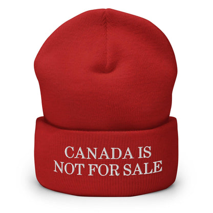 Canada is not for Sale Embroidered Knit Cuffed Beanie - Red - Headwear - Winter