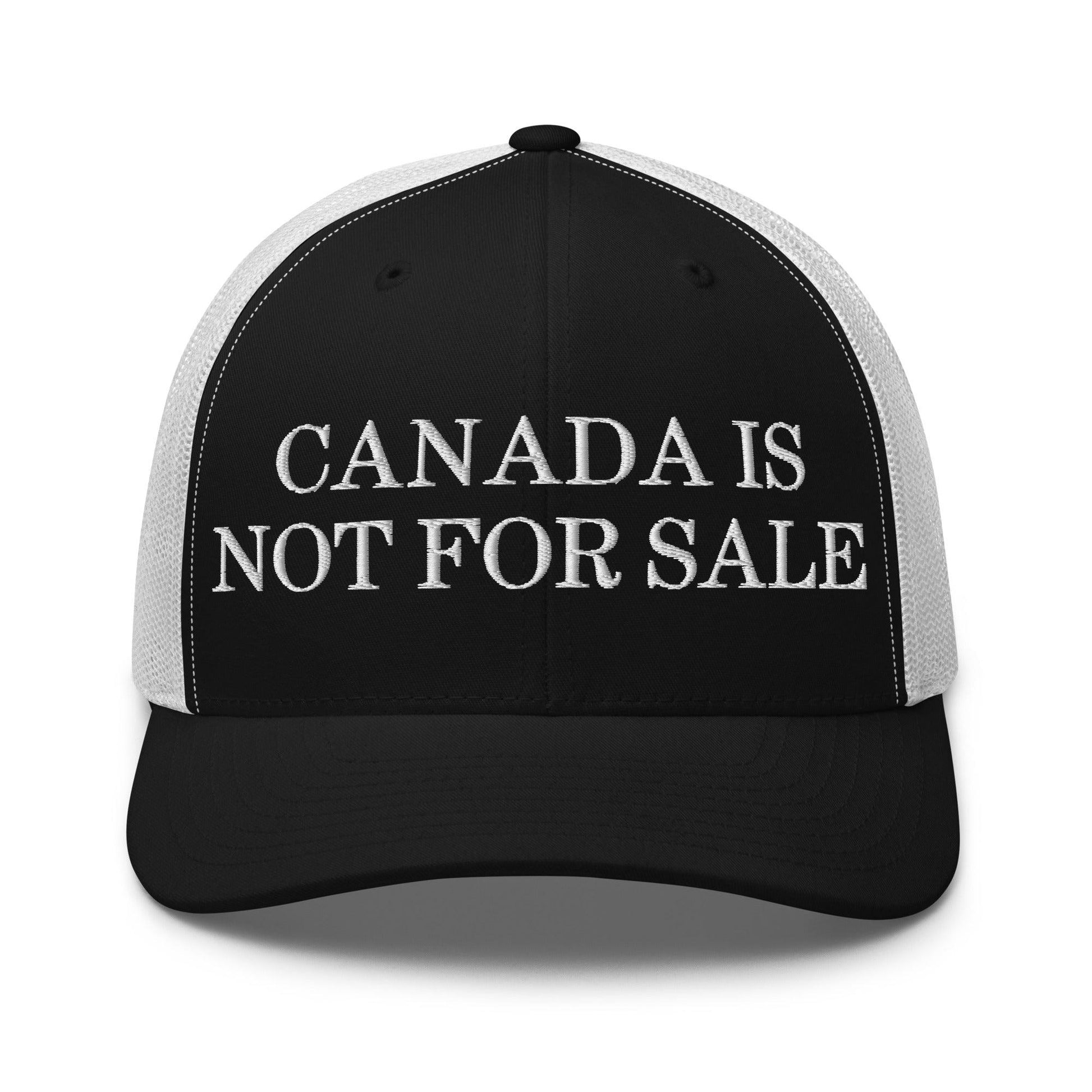 Canada is not for Sale Embroidered Mesh Trucker Hat - Black/ White - Headwear