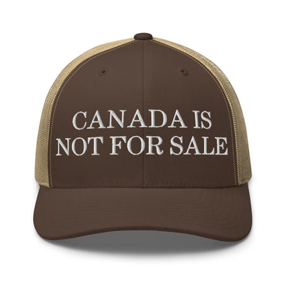 Canada is not for Sale Embroidered Mesh Trucker Hat - Brown/ Khaki - Headwear