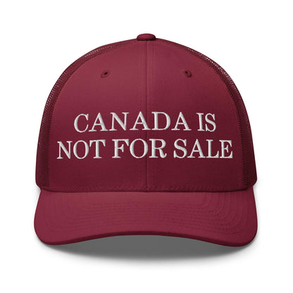Canada is not for Sale Embroidered Mesh Trucker Hat - Cranberry - Headwear