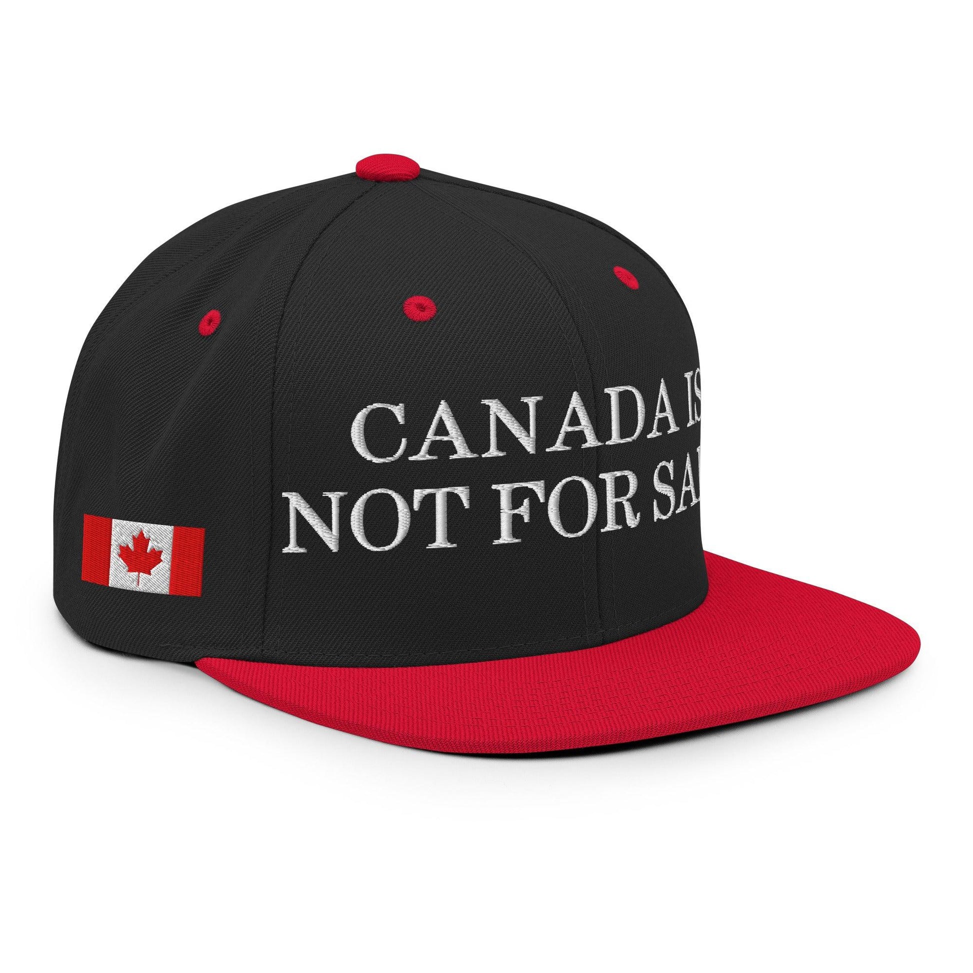 Canada is not for Sale Flag 1867 Embroidered Flat Brim Bill Snapback Hat - Black/ Red - Headwear