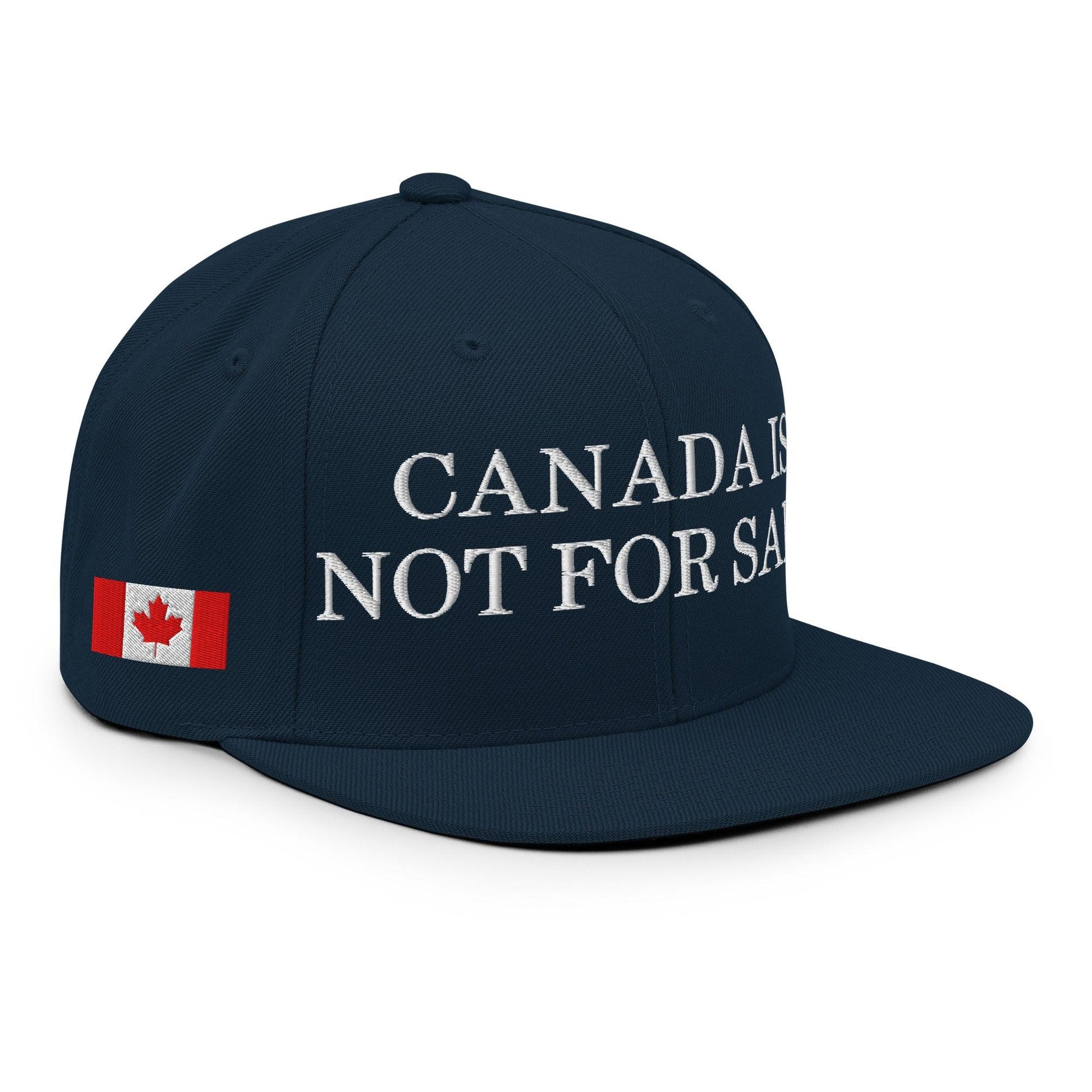 Canada is not for Sale Flag 1867 Embroidered Flat Brim Bill Snapback Hat - Dark Navy - Headwear