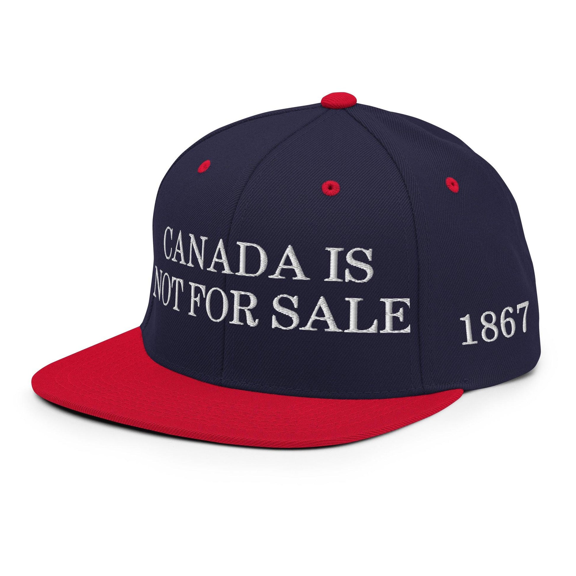 Canada is not for Sale Flag 1867 Embroidered Flat Brim Bill Snapback Hat - Headwear